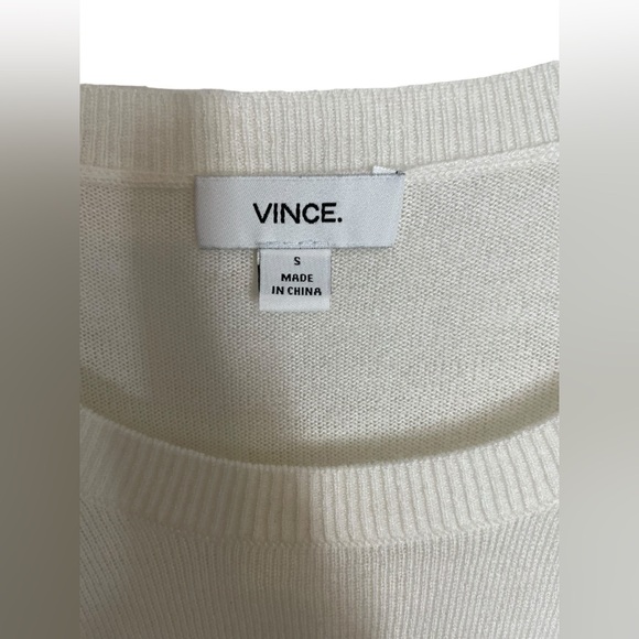 Vince Longline Sweater Viscose Cashmere Blend Long Sleeve White Grey Sz Small - Picture 3 of 11